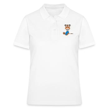 TIGER - HEXE - HEXENBESEN - TIER - KIND - BABY - Frauen Polo Shirt - Weiß - Vorne - Ailine (174cm)