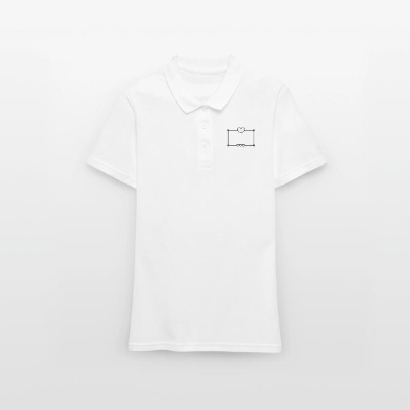 Black Heart Frame Rectangular Shape Women's Polo Shirt