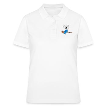 HEXE - EISBÄR - HEXENBESEN - HALLOWEEN - TIER - Frauen Polo Shirt - Weiß - Vorne - Ailine (174cm)