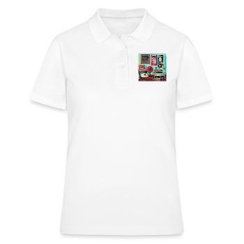 Chambre Rétro de Style Années 80 - Polo Femme - blanc - Devant - Ailine (174cm)