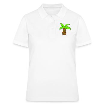 Lustige Palme Gesicht Insel Urlaub Glücklich Comic - Frauen Polo Shirt - Weiß - Vorne - Ailine (174cm)