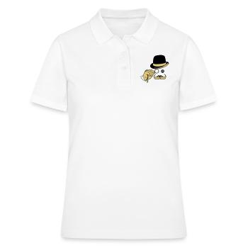 smiley chapeau monocle moustache melon - Polo Femme - blanc - Devant - Ailine (174cm)