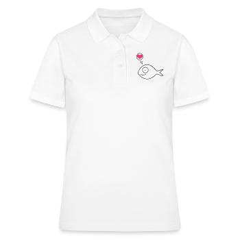 rose amoureuse de poisson - Polo Femme - blanc - Devant - Ailine (174cm)