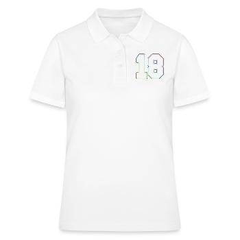 Numéro 18 18e anniversaire arc-en-ciel - Polo Femme - blanc - Devant - Ailine (174cm)