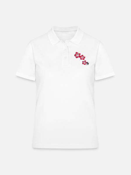 Hibiscus avec GECKO - Polo Femme - blanc