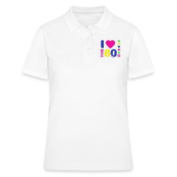 Disco.J'aime les années 80. Style des années 80. Musique des années 80 - Polo Femme - blanc - Devant - Ailine (174cm)