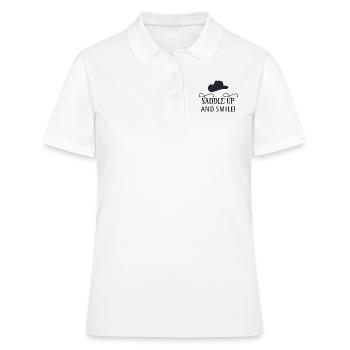 Sattel auf und lächeln - Frauen Polo Shirt - Weiß - Vorne - Ailine (174cm)