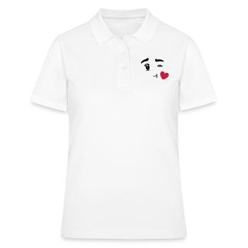 Cute Emoticon Kissing Heart - Polo Femme - blanc - Devant - Ailine (174cm)