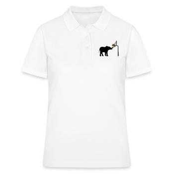 Silhouette d’éléphant jouant au basket-ball - Polo Femme - blanc - Devant - Ailine (174cm)