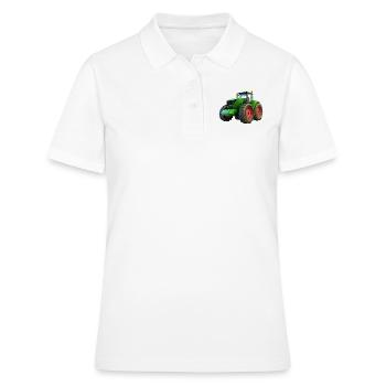 Nouveau gros tracteur avec des jantes rouges - Polo Femme - blanc - Devant - Ailine (174cm)