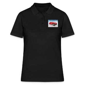 Rennwagen aus den 1920er Jahren - Frauen Polo Shirt - Schwarz - Vorne - Ailine (174cm)