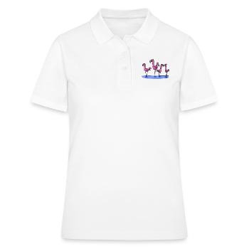Quatre flamants roses - Polo Femme - blanc - Devant - Ailine (174cm)