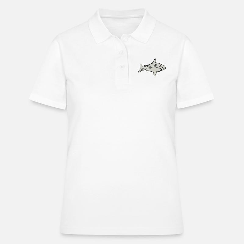 Poisson Requin Prédateur Eau Graffiti Océan - Polo Femme - blanc