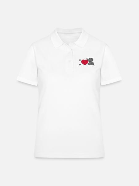 éléphant j'aime l'amour coeur assis doux veau petit - Polo Femme - blanc