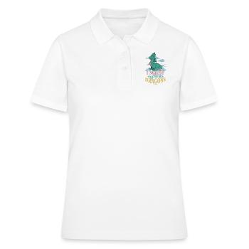 Je suis juste ici pour les dragons - Polo Femme - blanc - Devant - Ailine (174cm)