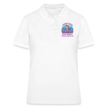 arbeiten Affe Büro Äffchen Spruch - Frauen Polo Shirt - Weiß - Vorne - Ailine (174cm)