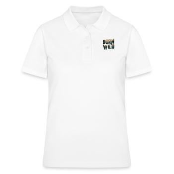 Born Wild: Scenic Landscape Typography - Women's Polo Shirt - white - Front - Ailine (174cm)