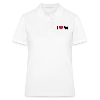 Tibet Terrier - I Love Tibet Terrier Silhouette - Women's Polo Shirt - white - Front - Ailine (174cm)