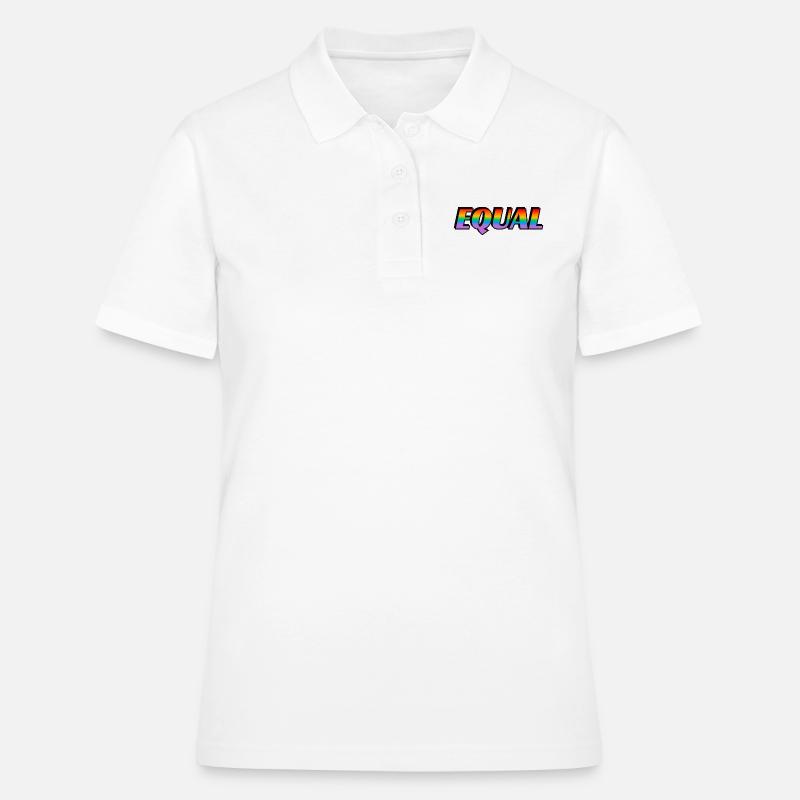 Rainbow text EQUAL LGBT Pride Month - Women's Polo Shirt - white