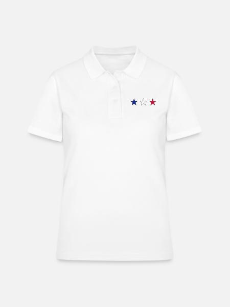 France trois étoiles en bleu-blanc-rouge - Polo Femme - blanc