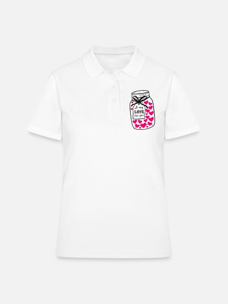 Pot Mason plein d’amour - Polo Femme - blanc