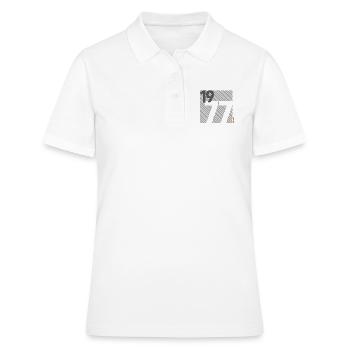 Fabriqué en 1977 Rétro moderniste Design Cadeau d’anniversaire - Polo Femme - blanc - Devant - Ailine (174cm)