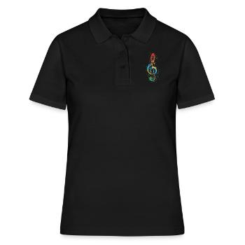 Treble Clef Paint Splatter Art Colorful & Vibrant - Women's Polo Shirt - black - Front - Ailine (174cm)