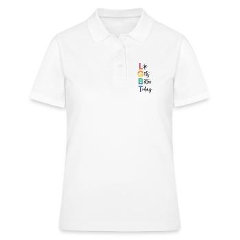 Mois de la fierté LGBT - La vie s’améliore aujourd’hui - Polo Femme - blanc - Devant - Ailine (174cm)