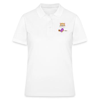 HEXE - HAMSTER - HEXENBESEN - TIER - KIND - BABY - Frauen Polo Shirt - Weiß - Vorne - Ailine (174cm)