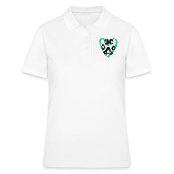 Empreinte de patte avec coeur, turquoise - Polo Femme - blanc - Devant - Ailine (174cm)