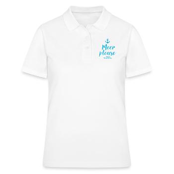 MEER PLEASE WASSERFARBEN IM VINTAGE LOOK - Frauen Polo Shirt - Weiß - Vorne - Ailine (174cm)