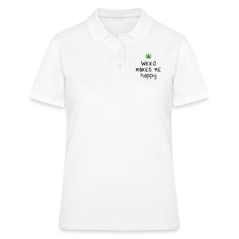 l’herbe me rend heureux cannabis marijuana - Polo Femme - blanc - Devant - Ailine (174cm)