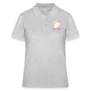 Süßer Igel skatet - Frauen Polo Shirt - Grau meliert - Vorne - Ailine (174cm)