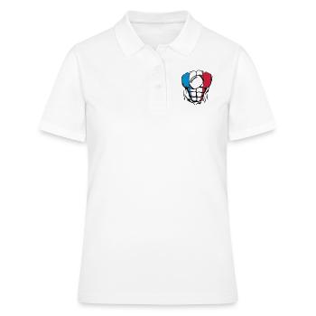 rugby2 france corps muscle drapeau - Polo Femme - blanc - Devant - Ailine (174cm)
