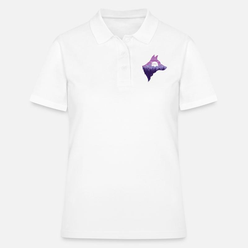 Wolf's head silhouette | Pack Moon Wolf Gift - Women's Polo Shirt - white