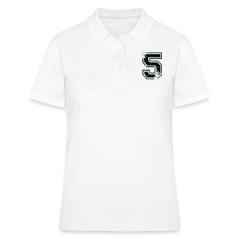 Numero 5 Équipe Foot baseball basket université - Polo Femme - blanc - Devant - Ailine (174cm)