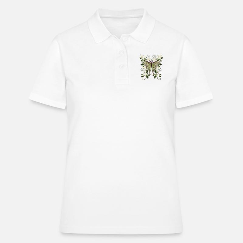papillon papillon papillon papillon - Polo Femme - blanc