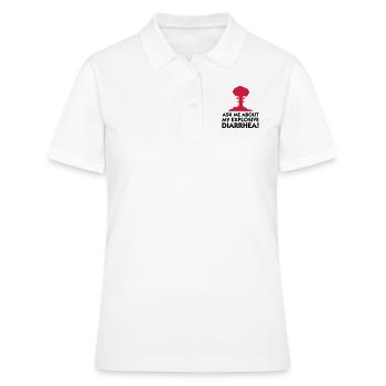 Demandez-moi au sujet de mon diarrhée explosive! - Polo Femme - blanc - Devant - Ailine (174cm)