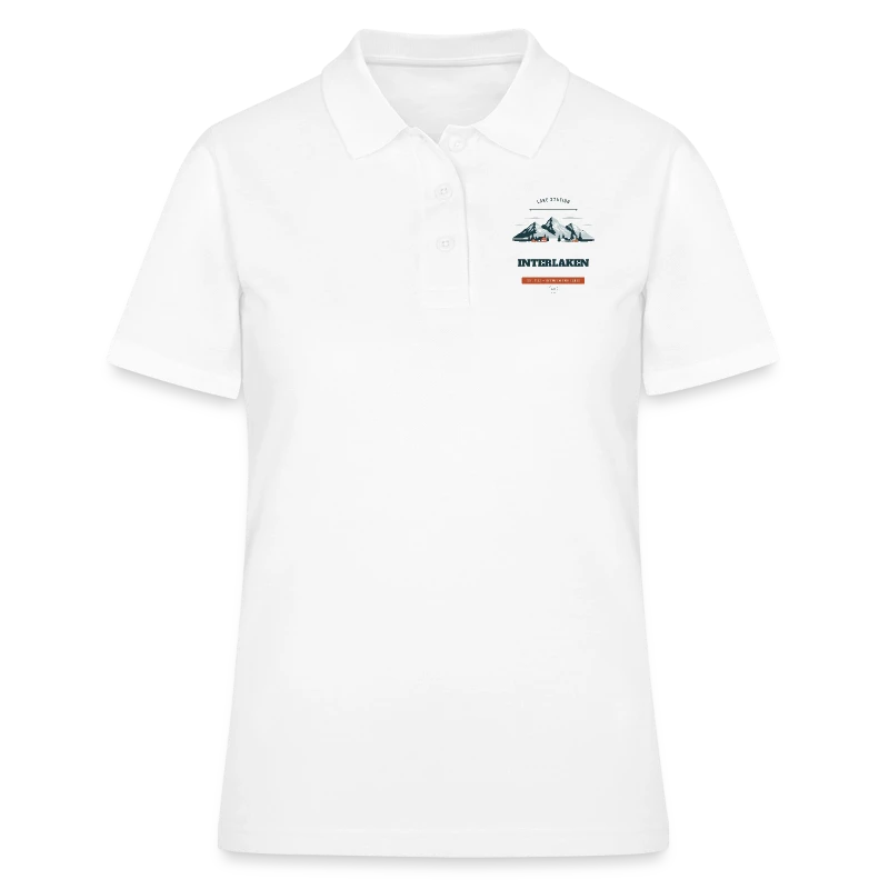 Interlaken badge on a women's polo shirt