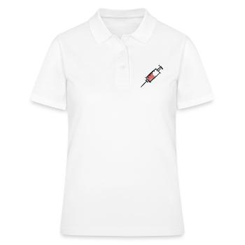 Seringue pleine, injection. Infirmière / médecin. - Polo Femme - blanc - Devant - Ailine (174cm)