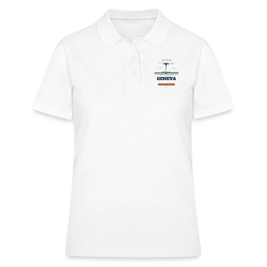 Geneva badge on a women's polo shirt, white