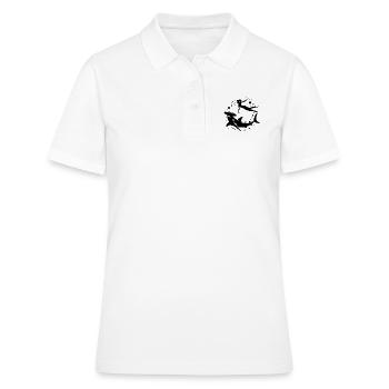 Requin-marteau et plongeur se relaxant sous l’eau - Polo Femme - blanc - Devant - Ailine (174cm)