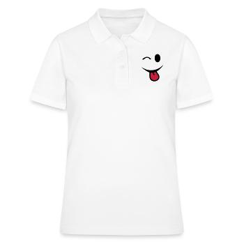 smiley clin oeil yeux langue1 - Polo Femme - blanc - Devant - Ailine (174cm)