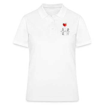 Wir heiraten - Liebespaar mit Herz - Frauen Polo Shirt - Weiß - Vorne - Ailine (174cm)