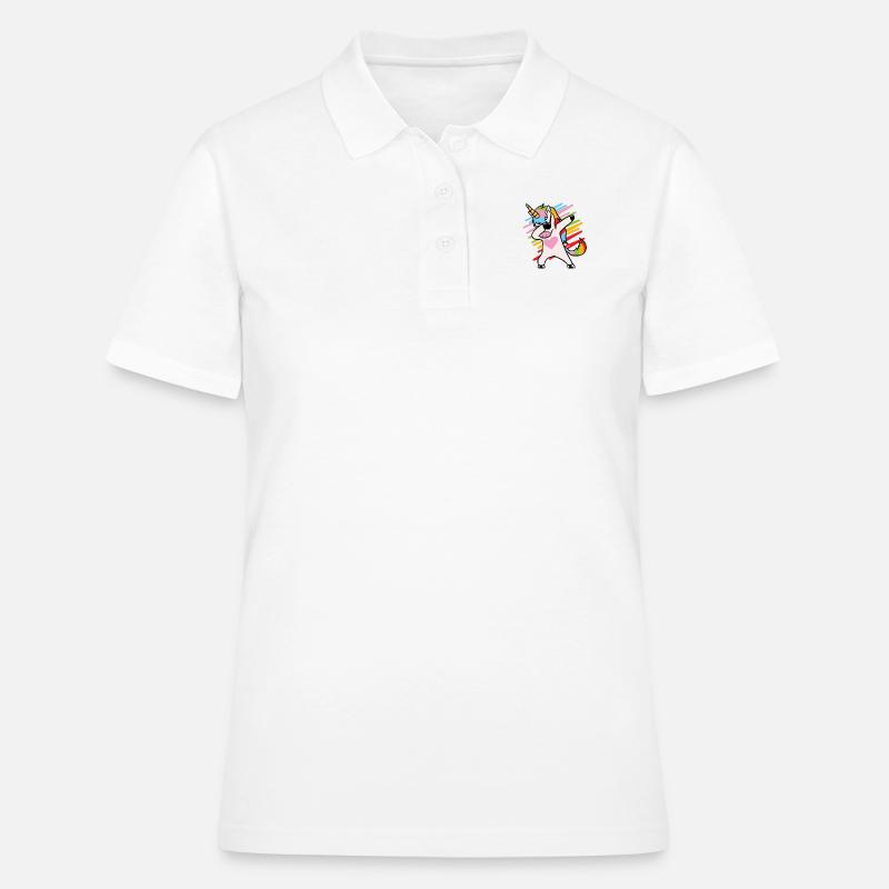 Unicorn dab gave - Poloshirt dame - hvid