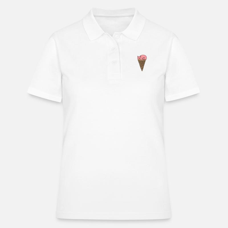 Katze Eis Waffel Eiscreme Kirsche Waffelhörnchen - Frauen Polo Shirt - Weiß