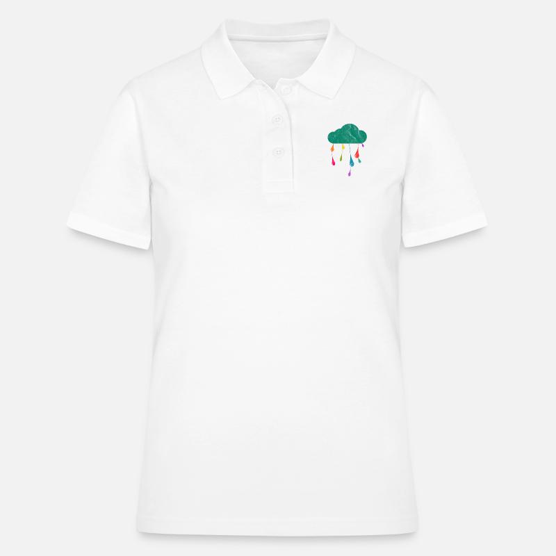 Rain clouds rain drops rainbow diversity - Women's Polo Shirt - white