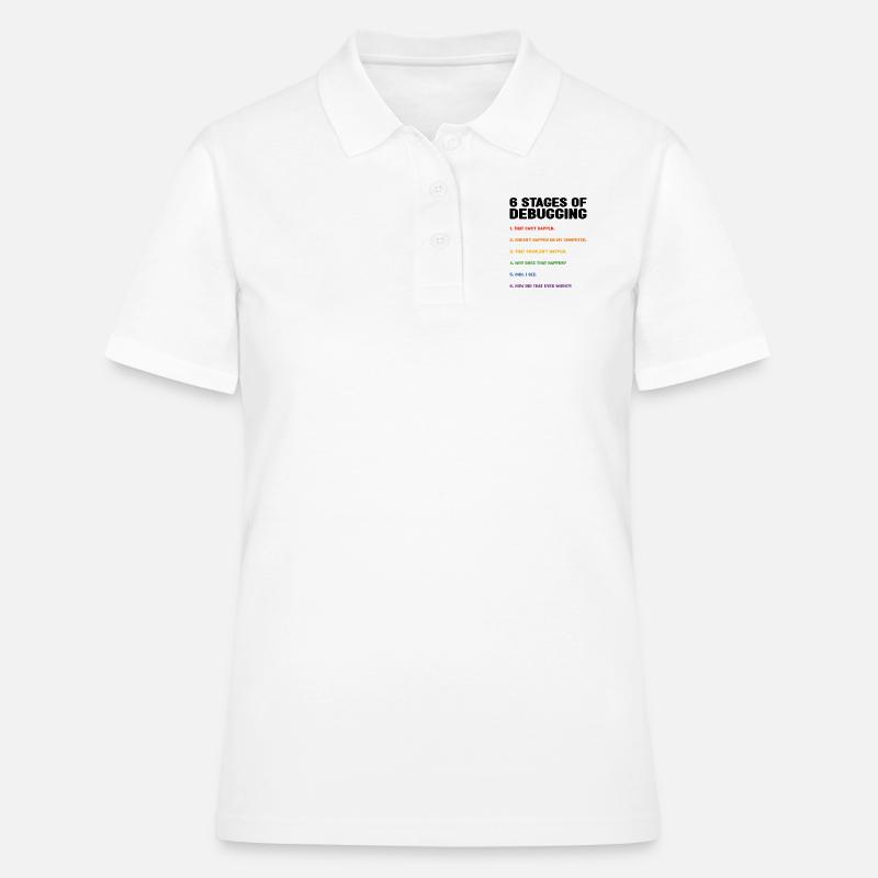 6 Stages Of Debugging Coder Programmer Software De - Frauen Polo Shirt - Weiß
