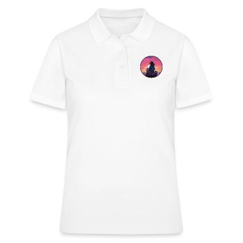 Fille d’anime réfléchie Vaporwave Boombox Retro - Polo Femme - blanc - Devant - Ailine (174cm)