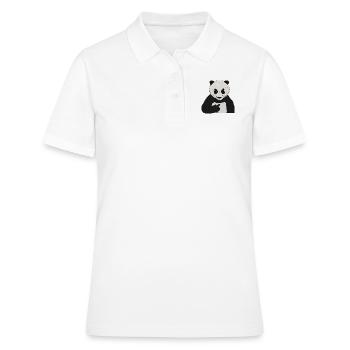 Ours panda grincheux avec un majeur - Polo Femme - blanc - Devant - Ailine (174cm)